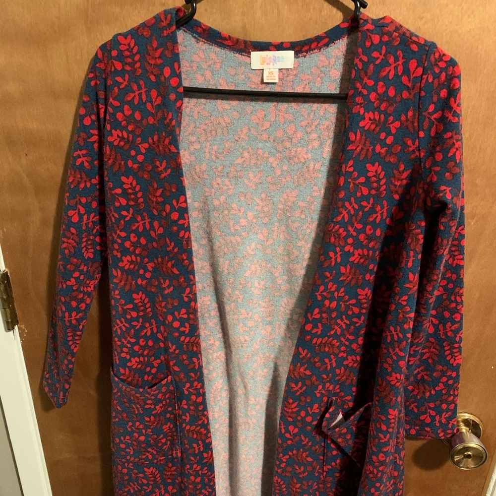LulaRoe Sarah xs blue and red floral nwot